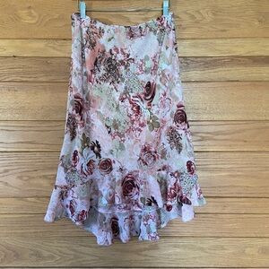 Vintage Y2K 90s A. Byer rose floral print high low skirt